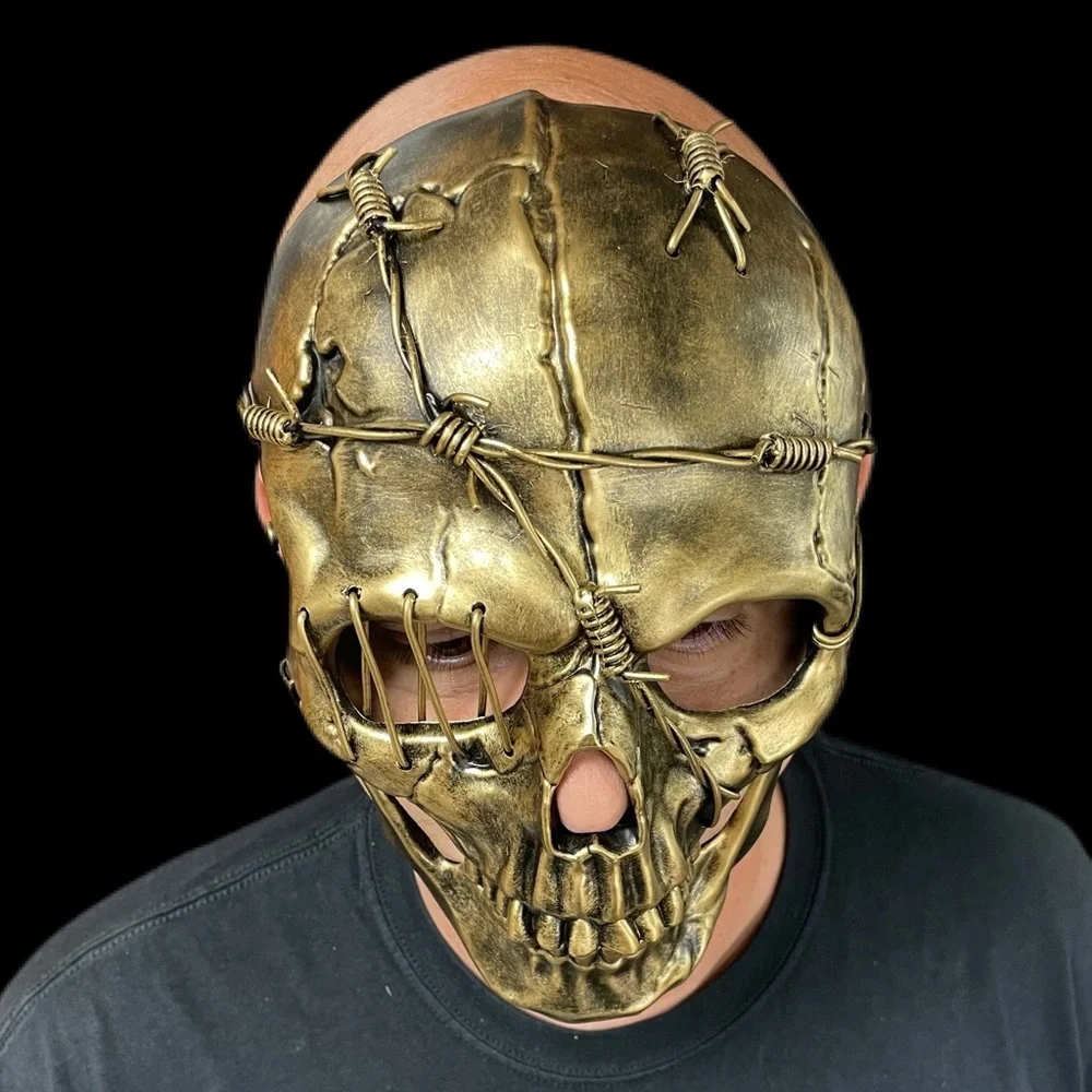 Skeleton mask with barbed wire and 